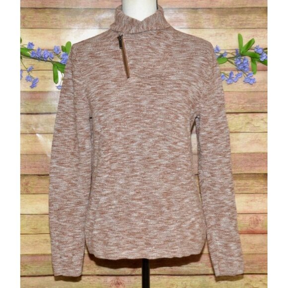 Express Ladies Brown Zip Shawl Collar Sweater Size M Cotton Warm Casual - Picture 7 of 14